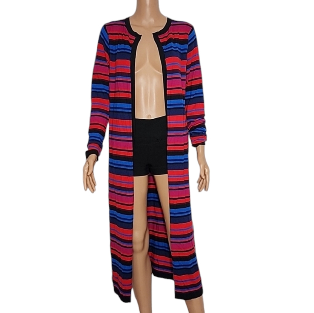 New York & Company Eva Mendes Collection Stripe Cecilia Sweater Duster Size M‎